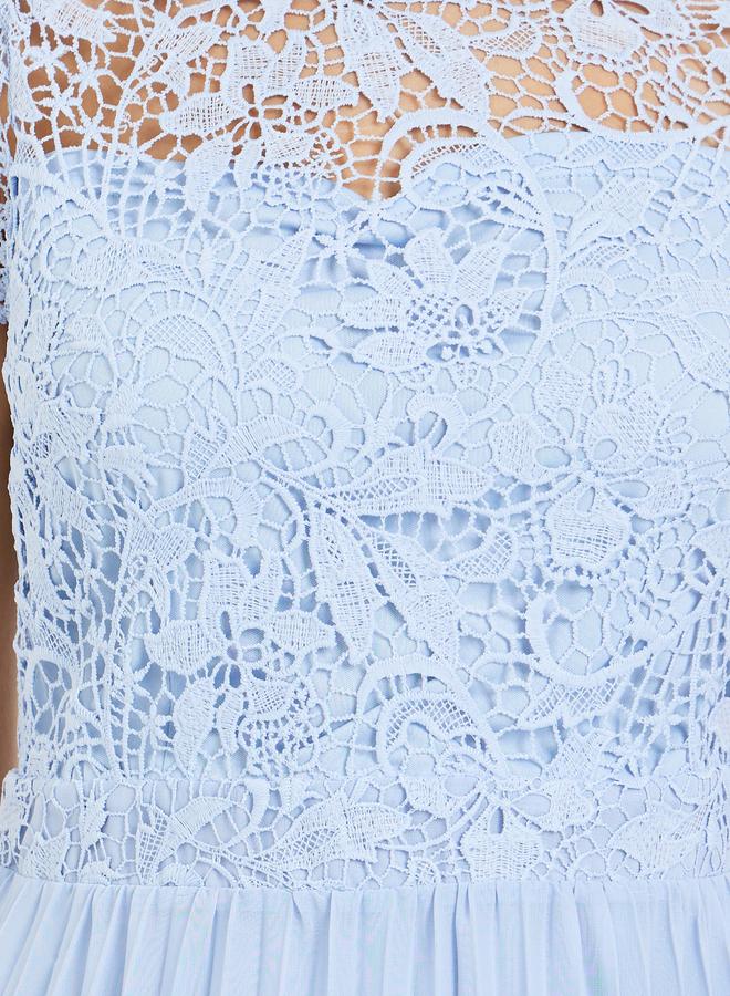 Styli Women Blue Lace Sleeveless Pleated Midi Dress - Image 3